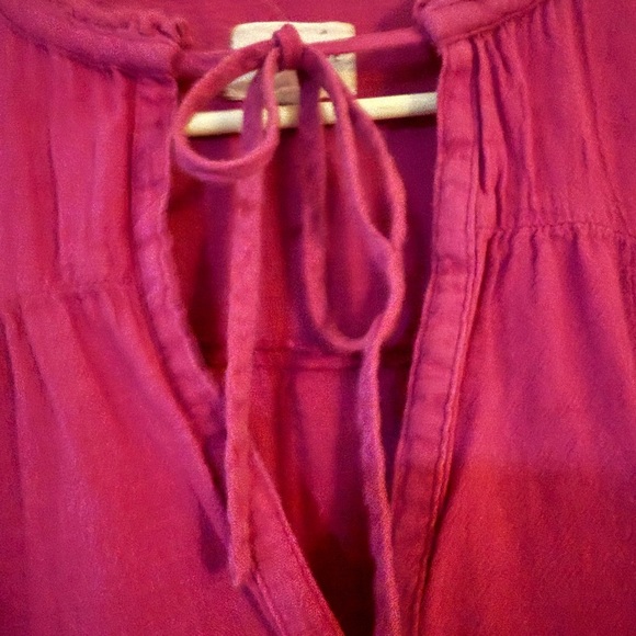 Giselle Tiered Cotton Gauze Mini Dress - Fuchsia | Size Small - Picture 4 of 8